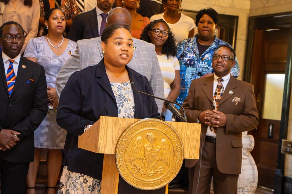 GALLERY – The ACLU of Mississippi and a coalition of voting rights organizations gathered at the Mississippi State Capitol for a press conference focused on fairness and transparency in the state’s legislative redistricting process